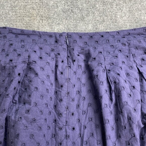 Loft Skirt Womens 14 Navy Eyelet Lace Overlay Boho Peasant Full Cotton Lined - Picture 11 of 12